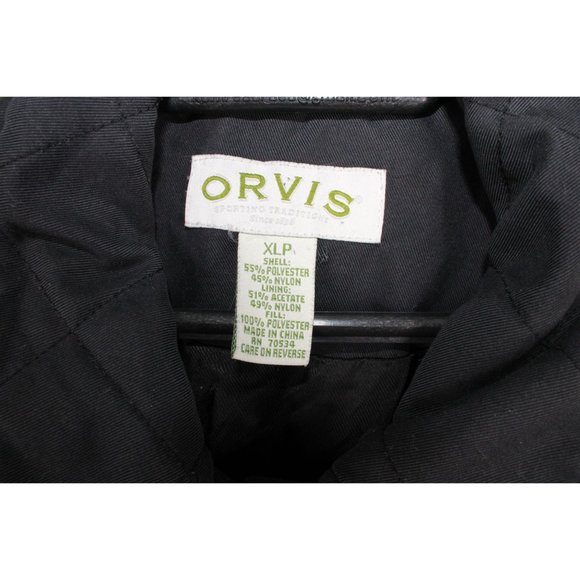 Orvis Black Polyester Blend Quilted Lined Button Down Jacket Size XL P - Picture 4 of 9